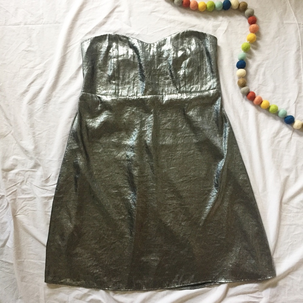 Check It Out Plus Metallic Strapless Dress L